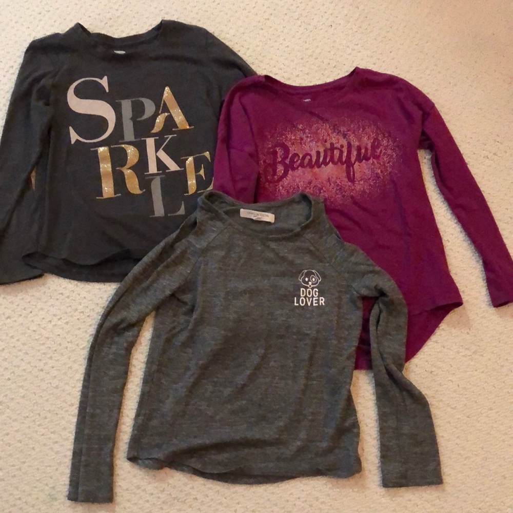 3 long sleeve girl t-shirts size 8/M